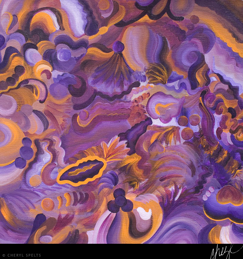 Violet and Orange Abstract Painting / Cheryl Spelts